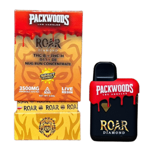 Roar x Packwoods Nug Run Concentrate 3500MG LIVE RESIN THC-B + THC-H, D11 +D8 – Sunset Sherbert
